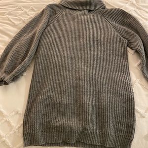 Grey sweater dress with balloon sleeves